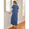 image:imageEkouaer Womens Full Length Short Sleeve NightgownAablue