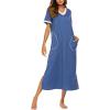 image:imageEkouaer Womens Full Length Short Sleeve NightgownAablue