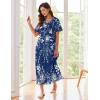 image:imageEkouaer Womens Full Length Short Sleeve NightgownBlue Ethnic Flower