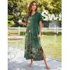 image:imageEkouaer Womens Full Length Short Sleeve NightgownGreen Floral