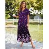image:imageEkouaer Womens Full Length Short Sleeve NightgownPurple Floral