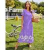 image:imageEkouaer Womens Full Length Short Sleeve NightgownPurple White Floral
