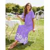 image:imageEkouaer Womens Full Length Short Sleeve NightgownPurple White Floral