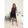 image:imageEkouaer Womens House Dress with Pockets Long Nightgowns for Women House Dress Pleated Front Moo Moos for WomenBlack Flower
