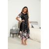 image:imageEkouaer Womens House Dress with Pockets Long Nightgowns for Women House Dress Pleated Front Moo Moos for WomenBlack Flower