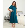 image:imageEkouaer Womens House Dress with Pockets Long Nightgowns for Women House Dress Pleated Front Moo Moos for WomenBlue Green