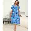 image:imageEkouaer Womens House Dress with Pockets Long Nightgowns for Women House Dress Pleated Front Moo Moos for WomenBlue Tiedye Flowers