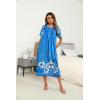 image:imageEkouaer Womens House Dress with Pockets Long Nightgowns for Women House Dress Pleated Front Moo Moos for WomenFloral Blue