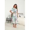 image:imageEkouaer Womens House Dress with Pockets Long Nightgowns for Women House Dress Pleated Front Moo Moos for WomenGreen Pink Flower