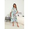image:imageEkouaer Womens House Dress with Pockets Long Nightgowns for Women House Dress Pleated Front Moo Moos for WomenGreen Pink Flower