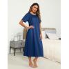 image:imageEkouaer Womens House Dress with Pockets Long Nightgowns for Women House Dress Pleated Front Moo Moos for WomenNavy Blue
