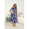 image:imageEkouaer Womens House Dress with Pockets Long Nightgowns for Women House Dress Pleated Front Moo Moos for WomenNavy Flower