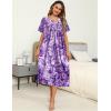 image:imageEkouaer Womens House Dress with Pockets Long Nightgowns for Women House Dress Pleated Front Moo Moos for WomenPurple Tiedye Flowers