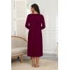 image:imageEkouaer Womens Long Sleeve Nightgown Full Length Pajama Dress with Pockets V Neck Nightshirts Lace Trim SleepwearWine Red