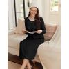 image:imageEkouaer Womens Long Sleeve Nightgown Long Sleepshirt Henley Nightgowns Full Length Sleep Dress with Pockets S3XLBlack