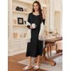 image:imageEkouaer Womens Long Sleeve Nightgown Long Sleepshirt Henley Nightgowns Full Length Sleep Dress with Pockets S3XLBlack
