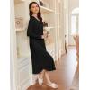 image:imageEkouaer Womens Long Sleeve Nightgown Long Sleepshirt Henley Nightgowns Full Length Sleep Dress with Pockets S3XLBlack