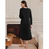 image:imageEkouaer Womens Long Sleeve Nightgown Long Sleepshirt Henley Nightgowns Full Length Sleep Dress with Pockets S3XLBlack