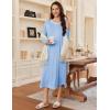 image:imageEkouaer Womens Long Sleeve Nightgown Long Sleepshirt Henley Nightgowns Full Length Sleep Dress with Pockets S3XLBlue