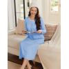 image:imageEkouaer Womens Long Sleeve Nightgown Long Sleepshirt Henley Nightgowns Full Length Sleep Dress with Pockets S3XLBlue
