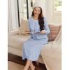 image:imageEkouaer Womens Long Sleeve Nightgown Long Sleepshirt Henley Nightgowns Full Length Sleep Dress with Pockets S3XLBlue Floral