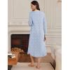 image:imageEkouaer Womens Long Sleeve Nightgown Long Sleepshirt Henley Nightgowns Full Length Sleep Dress with Pockets S3XLBlue Floral