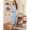 image:imageEkouaer Womens Long Sleeve Nightgown Long Sleepshirt Henley Nightgowns Full Length Sleep Dress with Pockets S3XLBlue Floral