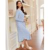 image:imageEkouaer Womens Long Sleeve Nightgown Long Sleepshirt Henley Nightgowns Full Length Sleep Dress with Pockets S3XLBlue Floral