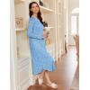 image:imageEkouaer Womens Long Sleeve Nightgown Long Sleepshirt Henley Nightgowns Full Length Sleep Dress with Pockets S3XLBlue Flower