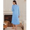 image:imageEkouaer Womens Long Sleeve Nightgown Long Sleepshirt Henley Nightgowns Full Length Sleep Dress with Pockets S3XLBlue Flower