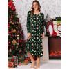image:imageEkouaer Womens Long Sleeve Nightgown Long Sleepshirt Henley Nightgowns Full Length Sleep Dress with Pockets S3XLChristmas Green