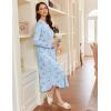 image:imageEkouaer Womens Long Sleeve Nightgown Long Sleepshirt Henley Nightgowns Full Length Sleep Dress with Pockets S3XLLight Blue Floral
