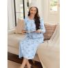 image:imageEkouaer Womens Long Sleeve Nightgown Long Sleepshirt Henley Nightgowns Full Length Sleep Dress with Pockets S3XLLight Blue Floral