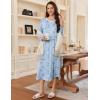 image:imageEkouaer Womens Long Sleeve Nightgown Long Sleepshirt Henley Nightgowns Full Length Sleep Dress with Pockets S3XLLight Blue Floral