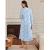 image:imageEkouaer Womens Long Sleeve Nightgown Long Sleepshirt Henley Nightgowns Full Length Sleep Dress with Pockets S3XLLight Blue Floral