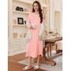image:imageEkouaer Womens Long Sleeve Nightgown Long Sleepshirt Henley Nightgowns Full Length Sleep Dress with Pockets S3XLLight Pink