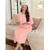 image:imageEkouaer Womens Long Sleeve Nightgown Long Sleepshirt Henley Nightgowns Full Length Sleep Dress with Pockets S3XLLight Pink