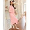 image:imageEkouaer Womens Long Sleeve Nightgown Long Sleepshirt Henley Nightgowns Full Length Sleep Dress with Pockets S3XLLight Pink