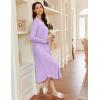 image:imageEkouaer Womens Long Sleeve Nightgown Long Sleepshirt Henley Nightgowns Full Length Sleep Dress with Pockets S3XLLight Purple