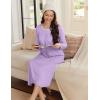 image:imageEkouaer Womens Long Sleeve Nightgown Long Sleepshirt Henley Nightgowns Full Length Sleep Dress with Pockets S3XLLight Purple