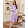 image:imageEkouaer Womens Long Sleeve Nightgown Long Sleepshirt Henley Nightgowns Full Length Sleep Dress with Pockets S3XLLight Purple