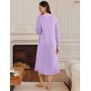 image:imageEkouaer Womens Long Sleeve Nightgown Long Sleepshirt Henley Nightgowns Full Length Sleep Dress with Pockets S3XLLight Purple