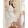 image:imageEkouaer Womens Long Sleeve Nightgown Long Sleepshirt Henley Nightgowns Full Length Sleep Dress with Pockets S3XLPink Flower