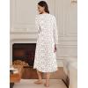 image:imageEkouaer Womens Long Sleeve Nightgown Long Sleepshirt Henley Nightgowns Full Length Sleep Dress with Pockets S3XLPink Flower