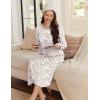 image:imageEkouaer Womens Long Sleeve Nightgown Long Sleepshirt Henley Nightgowns Full Length Sleep Dress with Pockets S3XLPink Flower