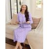 image:imageEkouaer Womens Long Sleeve Nightgown Long Sleepshirt Henley Nightgowns Full Length Sleep Dress with Pockets S3XLPurple Flower