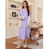 image:imageEkouaer Womens Long Sleeve Nightgown Long Sleepshirt Henley Nightgowns Full Length Sleep Dress with Pockets S3XLPurple Flower