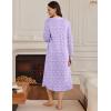 image:imageEkouaer Womens Long Sleeve Nightgown Long Sleepshirt Henley Nightgowns Full Length Sleep Dress with Pockets S3XLPurple Flower