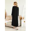 image:imageEkouaer Womens Nightgown Long Loungewear V Neck Nightshirt Sleepwear Full Length Sleepshirt with PocketsBlack