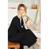 image:imageEkouaer Womens Nightgown Long Loungewear V Neck Nightshirt Sleepwear Full Length Sleepshirt with PocketsBlack
